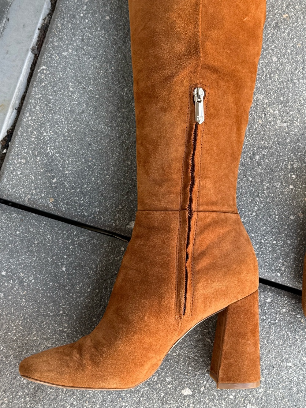 Sam Edelman Cognac Brown Suede Tall Knee-High Boots Size 7 - Picture 4 of 4